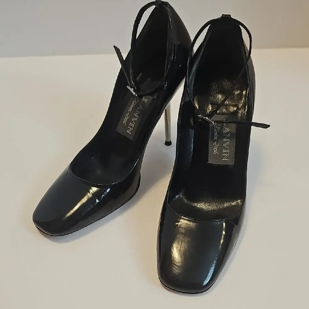 Lanvin River 2006 Womens 36 Italian Patent Leather Strappy Classy Sexy Stilleto